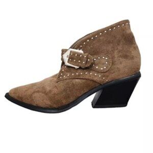 Seven7 Brown Dallas Faux Suede Boot Studded Ankle Bootie Suede Women'sSize 11